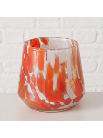 Boltze Windlicht "Layla" transparant/oranje - (H)9,5 x Ø 9 cm