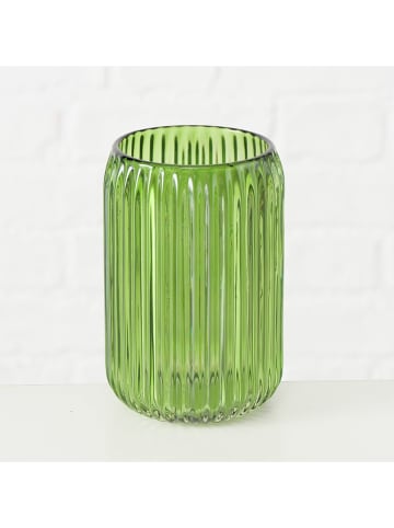 Boltze 2-delige set: windlichten "Remsa" groen - (H)12,5 x Ø 8 cm