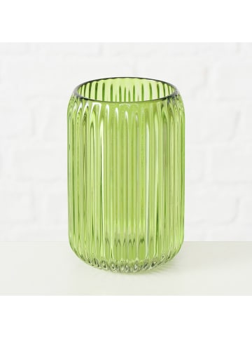 Boltze 2-delige set: windlichten "Remsa" groen - (H)12,5 x Ø 8 cm