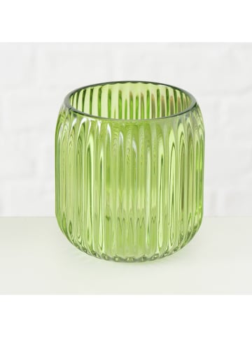Boltze 2-delige set: windlichten "Remsa" groen - (H)8,5 x Ø 8 cm