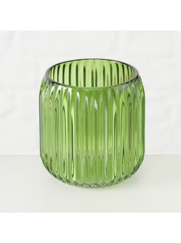 Boltze 2-delige set: windlichten "Remsa" groen - (H)8,5 x Ø 8 cm