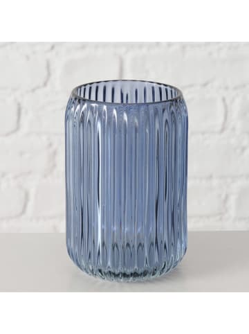 Boltze 3er-Set: Windlichter "Remsa" in Transparent/ Blau - (H)12,5 x Ø 8,3 cm