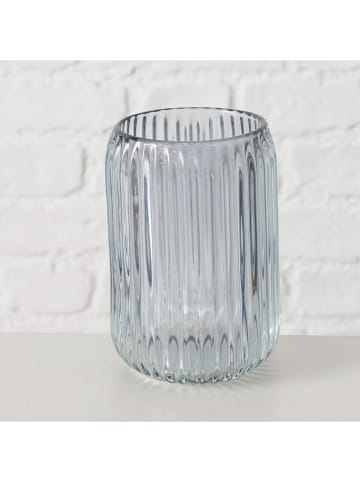 Boltze 3er-Set: Windlichter "Remsa" in Transparent/ Blau - (H)12,5 x Ø 8,3 cm