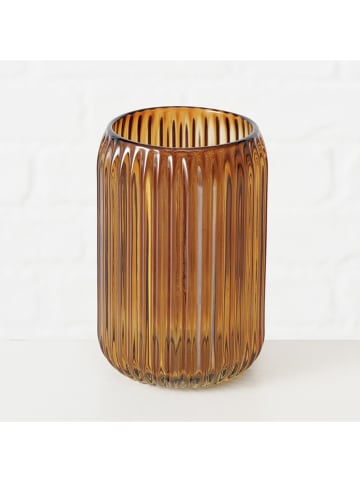 Boltze 3er-Set: Windlichter "Remsa" in Beige/ Hellbraun - (H)12,5 x Ø 8 cm