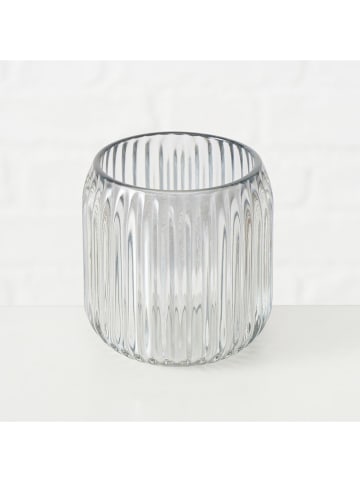 Boltze 3er-Set: Windlichter "Remsa" in Transparent/ Blau - (H)8,5 x Ø 8 cm