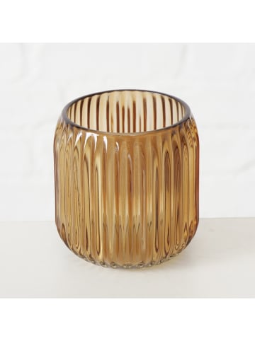 Boltze 3er-Set: Windlichter "Remsa" in Beige/ Hellbraun - (H)8,5 x Ø 8 cm