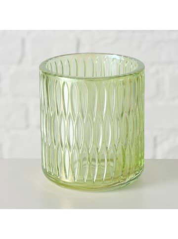 Boltze 3er-Set: Windlichter "Siara" in Grün - (H)9 x Ø 8 cm