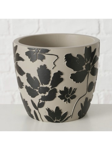 Boltze 2-delige set: overpotten "Esra" crème/beige/zwart - (H)11,5 x Ø 13 cm