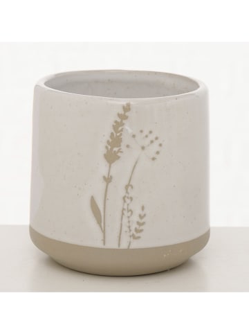 Boltze 2-delige set: overpotten "Joanna" wit/beige - (H)10 x Ø 10 cm