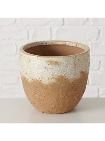 Boltze Overpot "Panola" lichtbruin/crème - (H)13 x Ø 14,5 cm