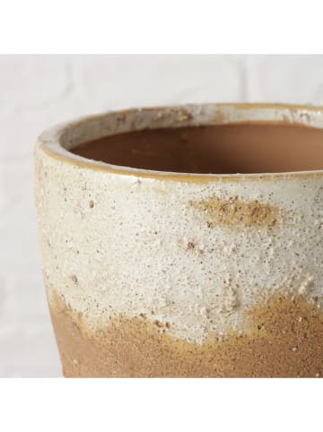 Boltze Overpot "Panola" lichtbruin/crème - (H)13 x Ø 14,5 cm