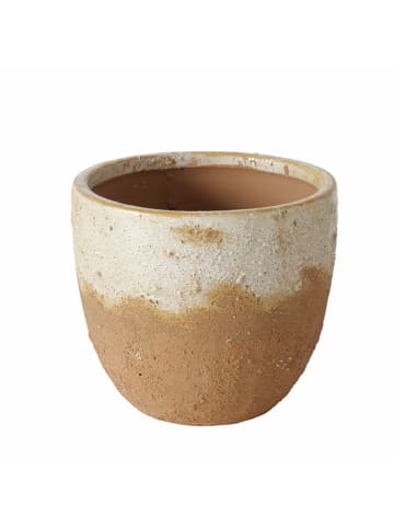 Boltze Overpot "Panola" lichtbruin/crème - (H)13 x Ø 14,5 cm