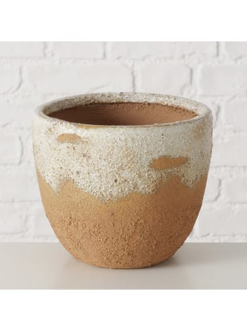 Boltze Osłonka w kolorze jasnobrązowo-kremowym na doniczkię - wys. 16 x Ø 18 cm