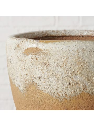Boltze Übertopf "Palona" in Hellbraun/ Creme - (H)16 x Ø 18 cm
