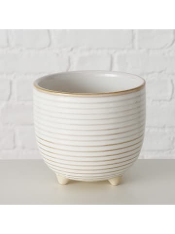 Boltze Overpot "Circle" wit/beige - (H)12 x Ø 13,2 cm