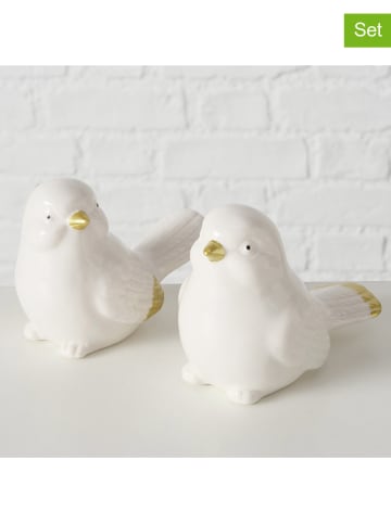 Boltze 2er-Set: Dekoobjekte "Whitney" in Weiß/ Gold - (H)8,5 cm