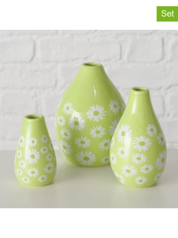 Boltze 3-delige set: vazen "Daisie" groen/wit