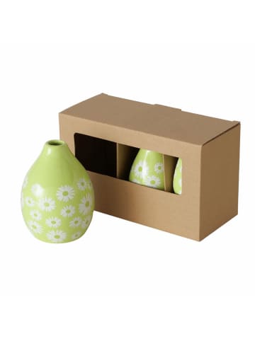 Boltze 3-delige set: vazen "Daisie" groen/wit