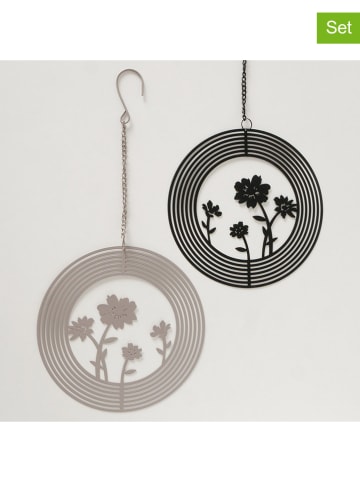Boltze 2er-Set: Dekoanhänger "Esra" in Beige/ Schwarz - (L)18 cm