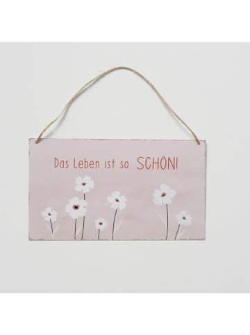 Boltze 4er-Set: Schilder "Canea" in Rosa/ Weiß - (B)28 x (H)16 cm
