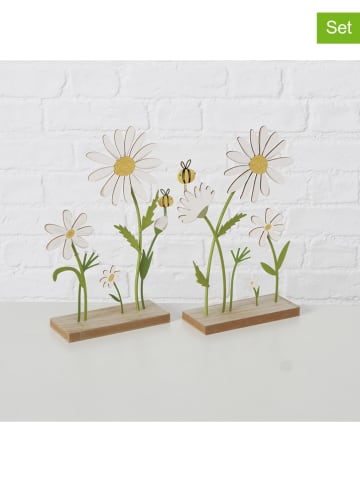 Boltze 2-delige set: deco objecten "Honey" wit/groen - (B)17 x (H)25 cm