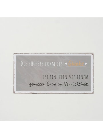Boltze 3er-Set: Schilder "Glück" in Grau/ Hellblau - (B)40 x (H)20 cm