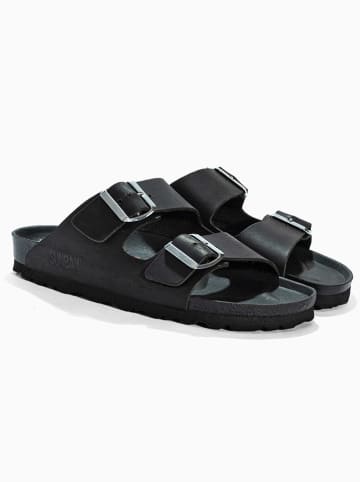 Sunbay Leder-Pantoletten "Trefle" in Schwarz