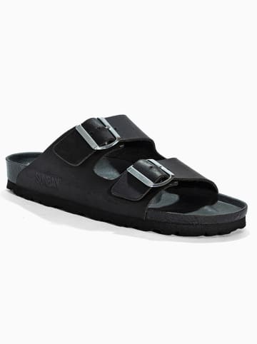 Sunbay Leder-Pantoletten "Trefle" in Schwarz