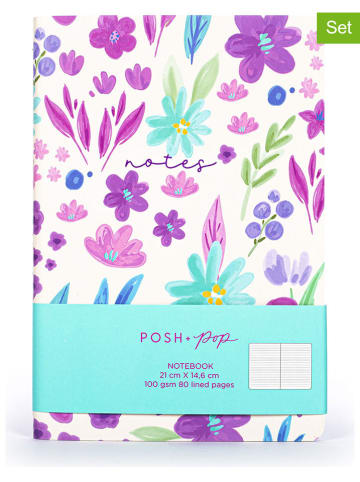 Tri-Coastal Design 2-delige set: notitieboeken wit/paars - (L)23 x (B)14,5 cm