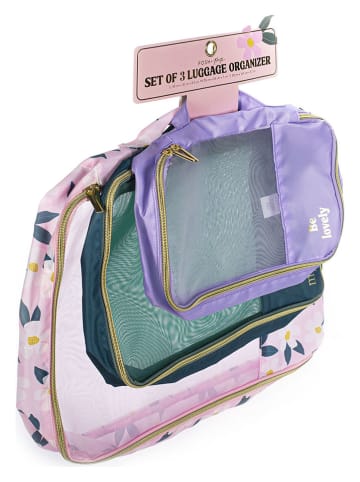 Tri-Coastal Design 3er-Set: Reisegepäck-Oragnizer in Rosa/ Grün/ Lila
