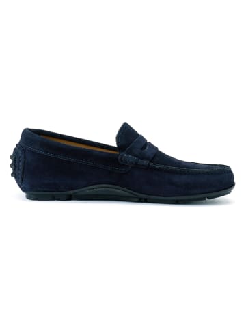 British Passport Leren mocassins donkerblauw
