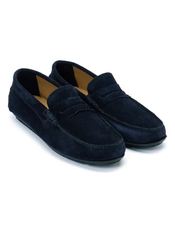 British Passport Leren mocassins donkerblauw