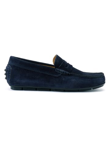British Passport Leren mocassins donkerblauw