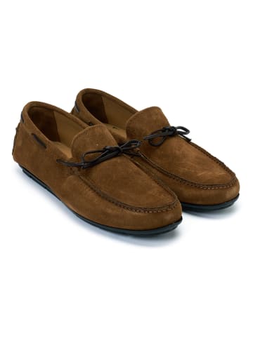 British Passport Leren mocassins lichtbruin
