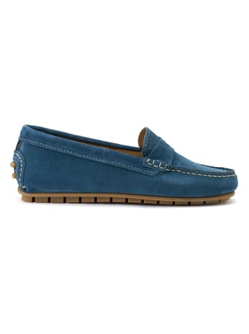 British Passport Leren mocassins blauw
