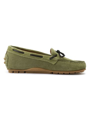 British Passport Leren mocassins groen