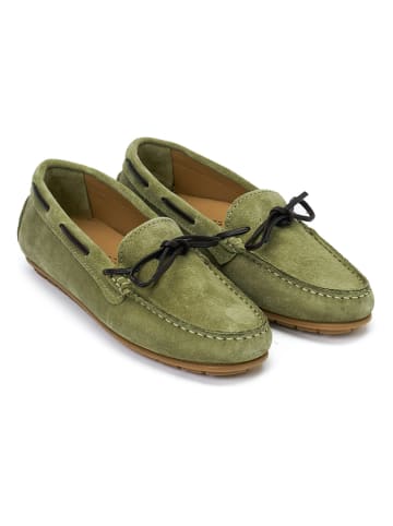 British Passport Leren mocassins groen