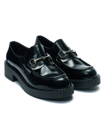 British Passport Leder-Mokassins in Schwarz
