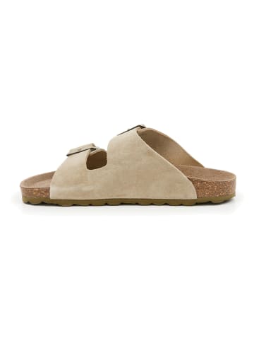 billowy Leren slippers beige