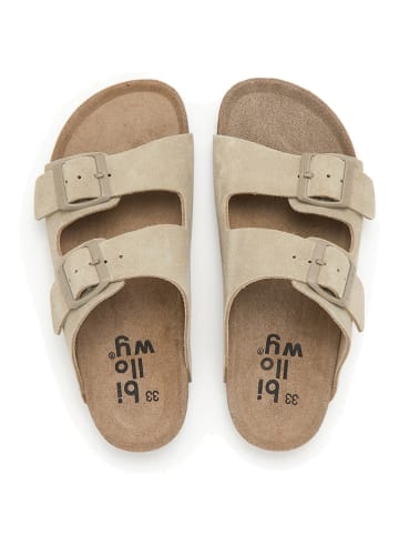 billowy Leren slippers beige