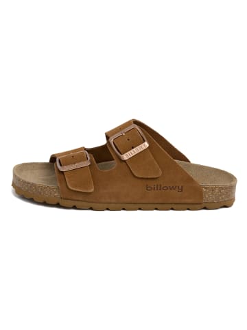 billowy Leder-Pantoletten in Braun
