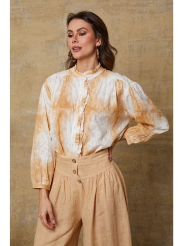 Fleur de Lin Bluse "Fax" in Beige/ Weiß