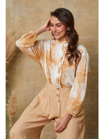 Fleur de Lin Bluse "Fax" in Beige/ Weiß