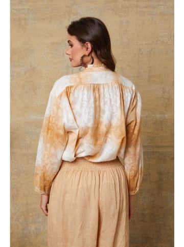 Fleur de Lin Bluse "Fax" in Beige/ Weiß