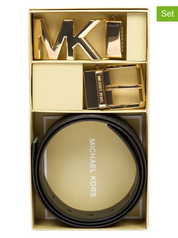 Michael Kors 3tlg. Set: Leder-Gürtel in Schwarz