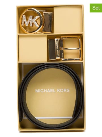 Michael Kors 3tlg. Set: Leder-Gürtel in Schwarz