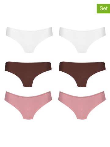 Hunkemöller 6er-Set: Slips in Weiß/ Bordeaux/ Rosa