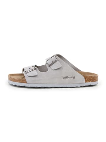 billowy Leder-Pantoletten in Grau