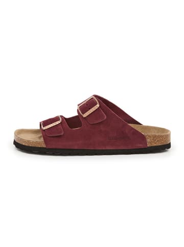 billowy Leder-Pantoletten in Rot