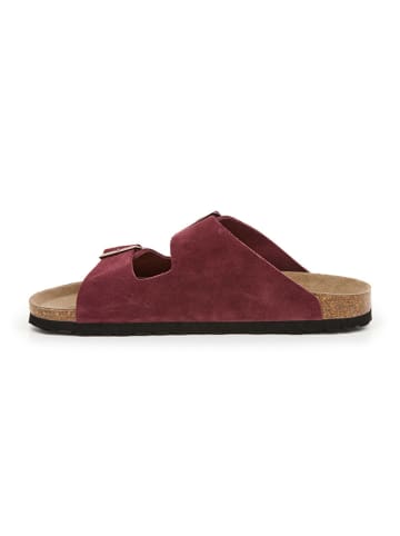 billowy Leder-Pantoletten in Rot
